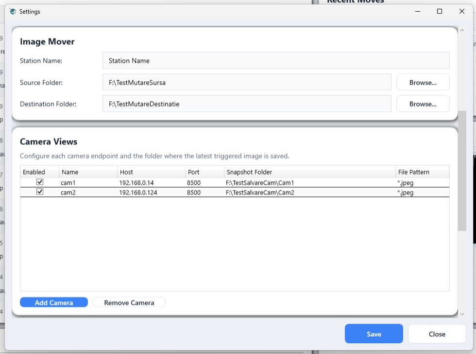 SmartTrace camera configuration