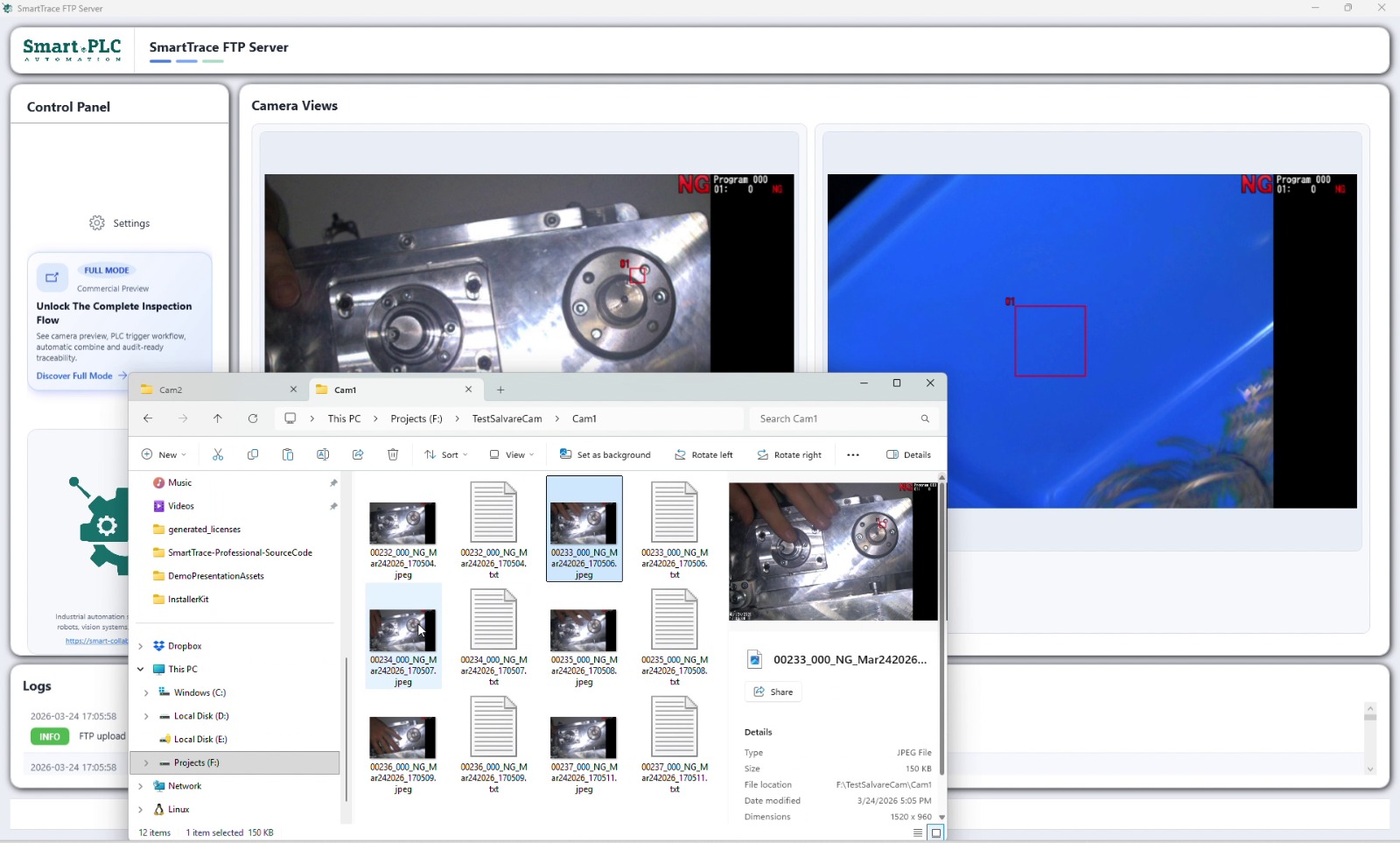 SmartTrace FTP server mode