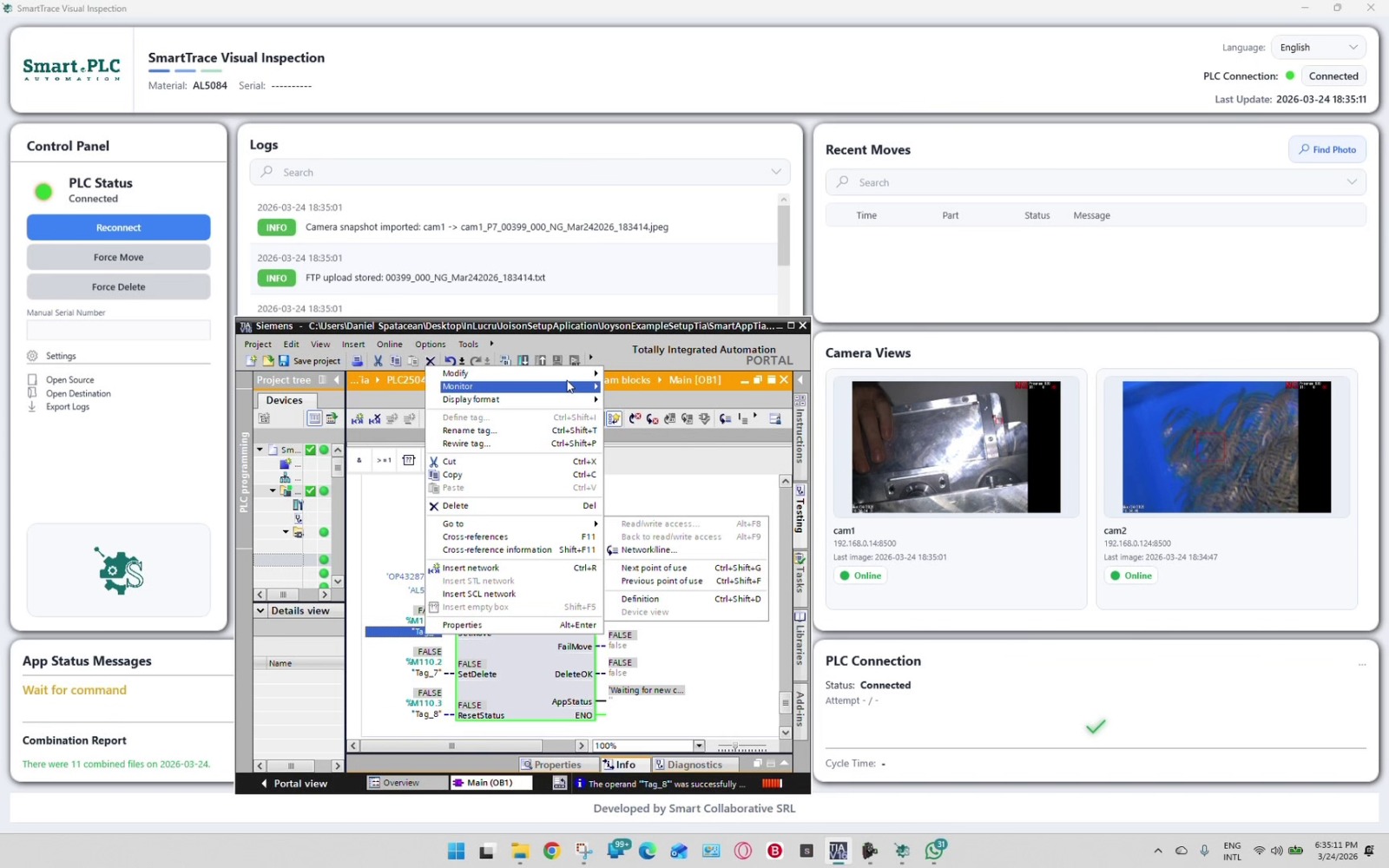 SmartTrace interface view
